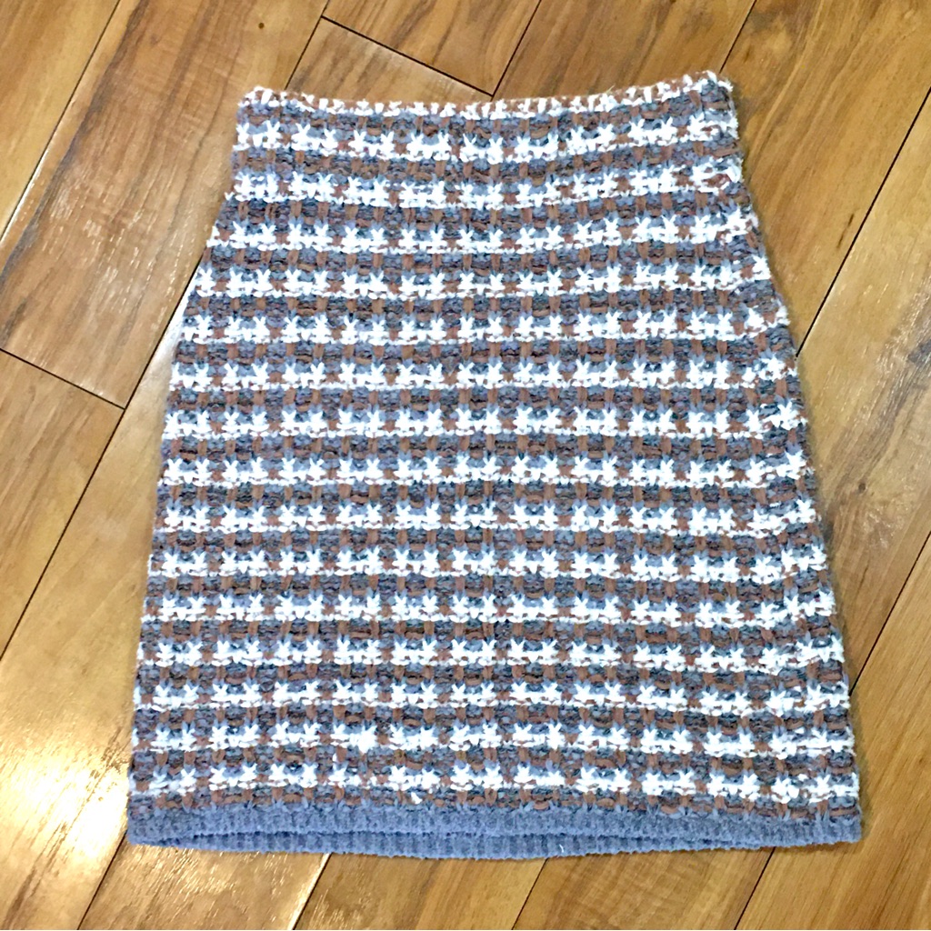 Ann Taylor Petites Sweater Knit Mini Skirt Checkered Winter Plaid Xs Sma